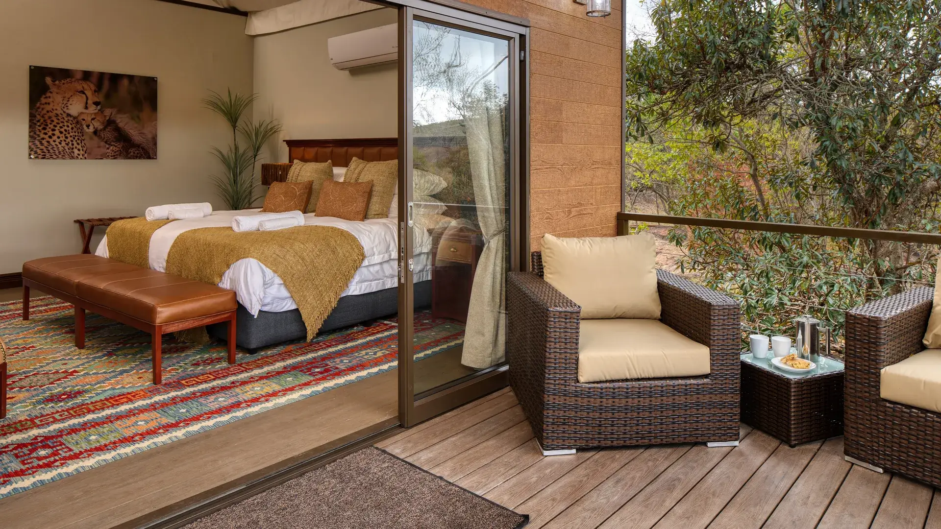 Patio seating beside the Impala bedroom
