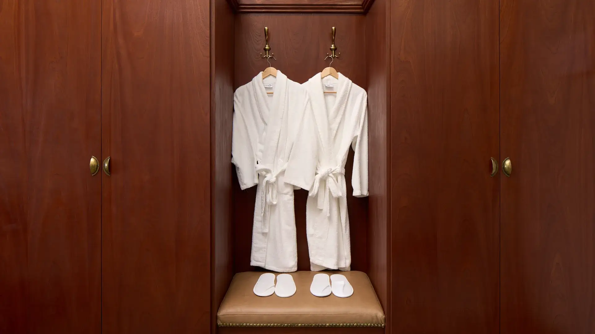 Robes and slippers in an Impala tent